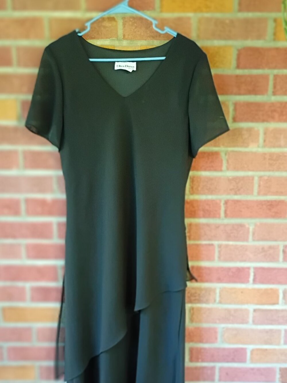 Women's Black Tiered Midi Dress Size 14 by Ultra Dress